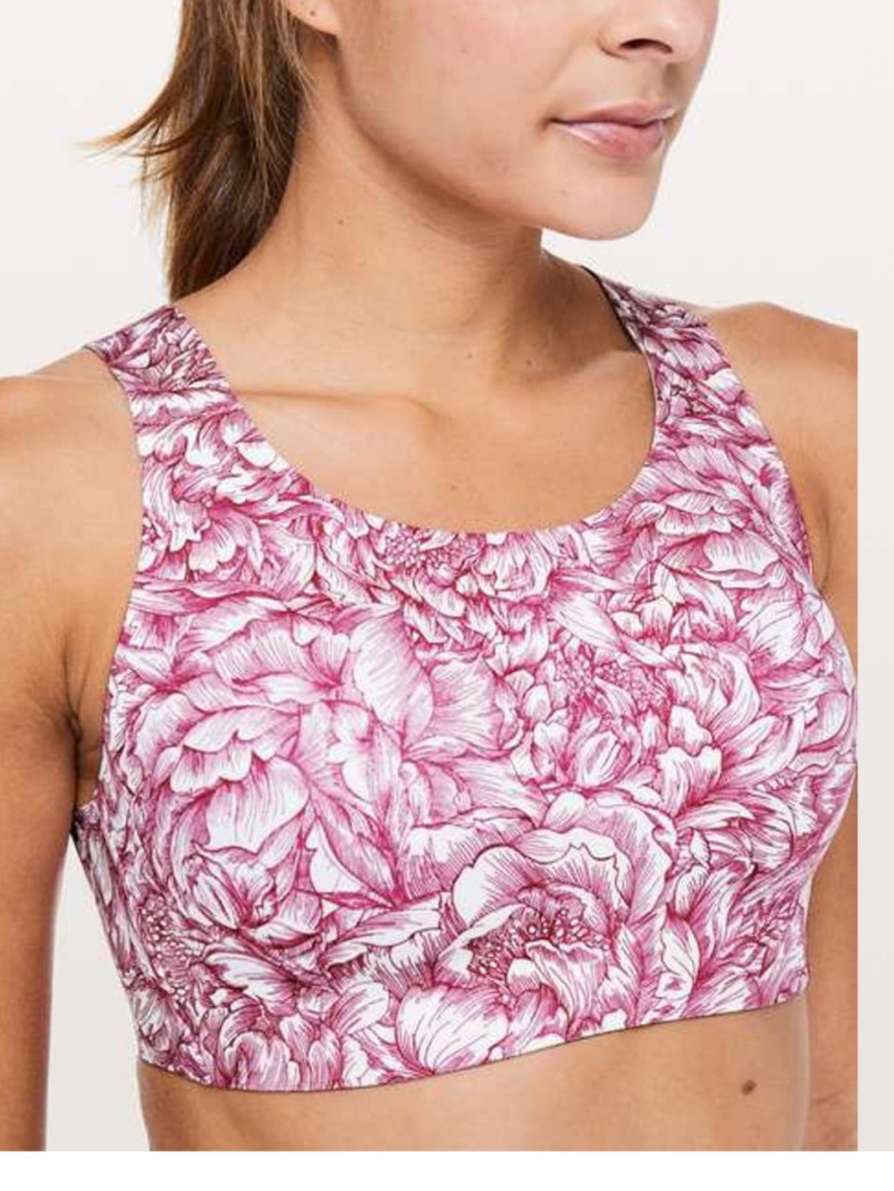 Lululemon Enlite Bra Floral Bloom White Star Ruby High Support Run Yoga Size 34e